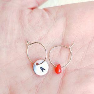 Coppia orecchini lettera ACCIAIO SILVER + goccia